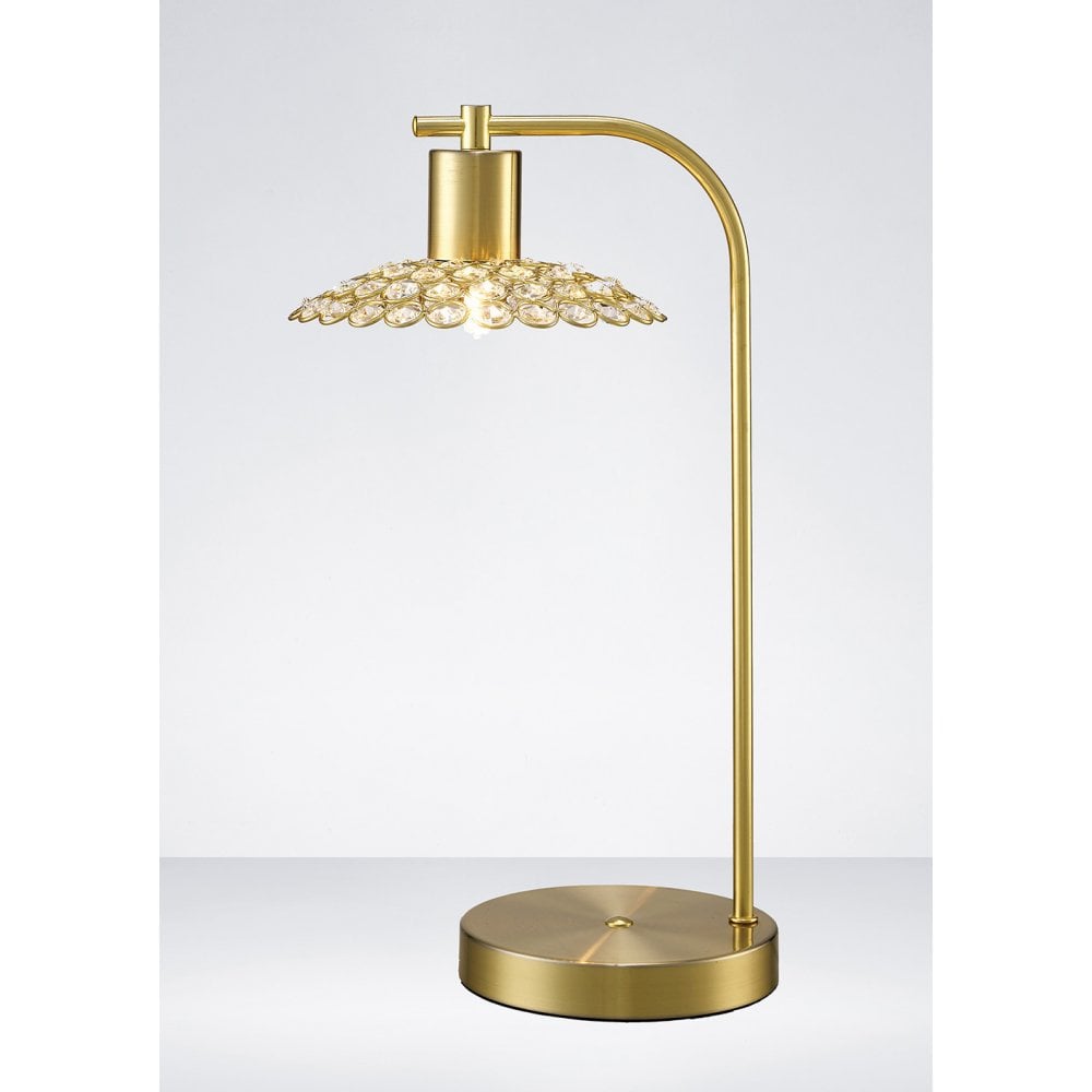 Ellen 1 Light Table Lamp Satin Brass/Crystal