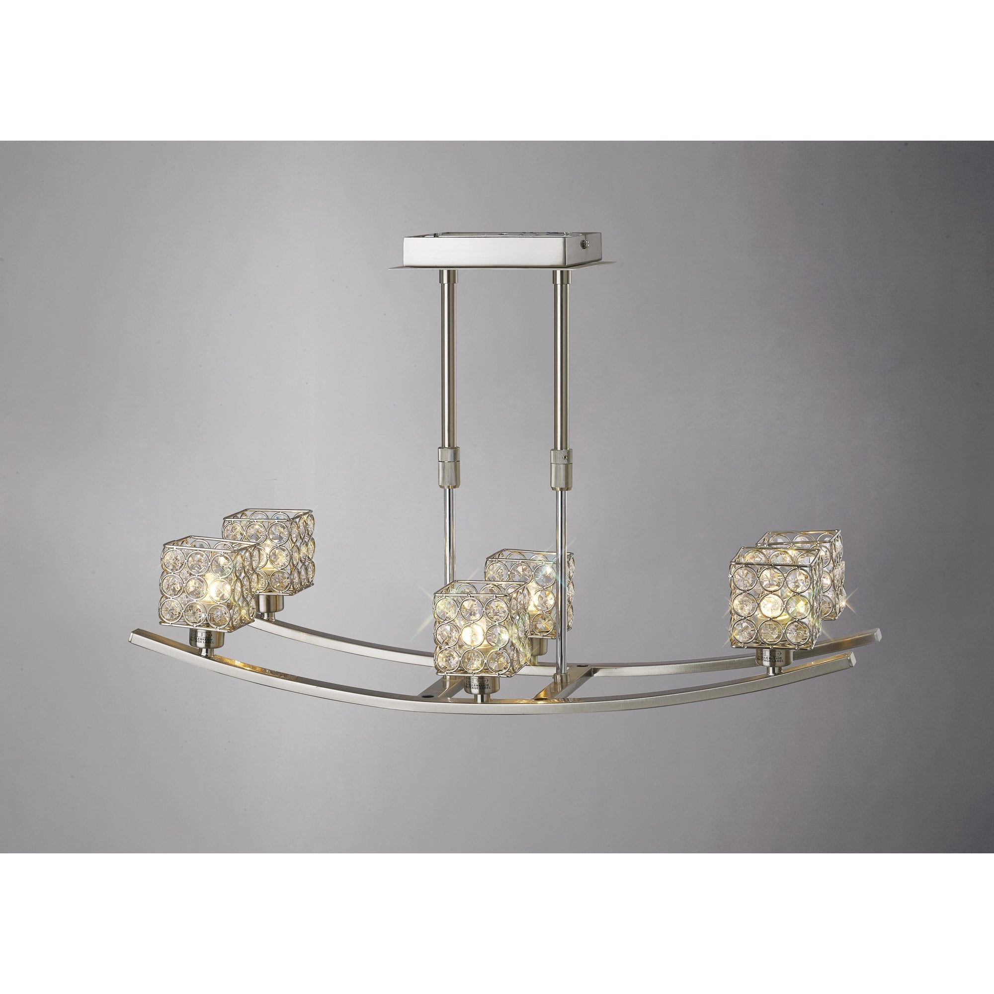 Elsa Telescopic Pendant 6 Light Satin Nickel/Crystal