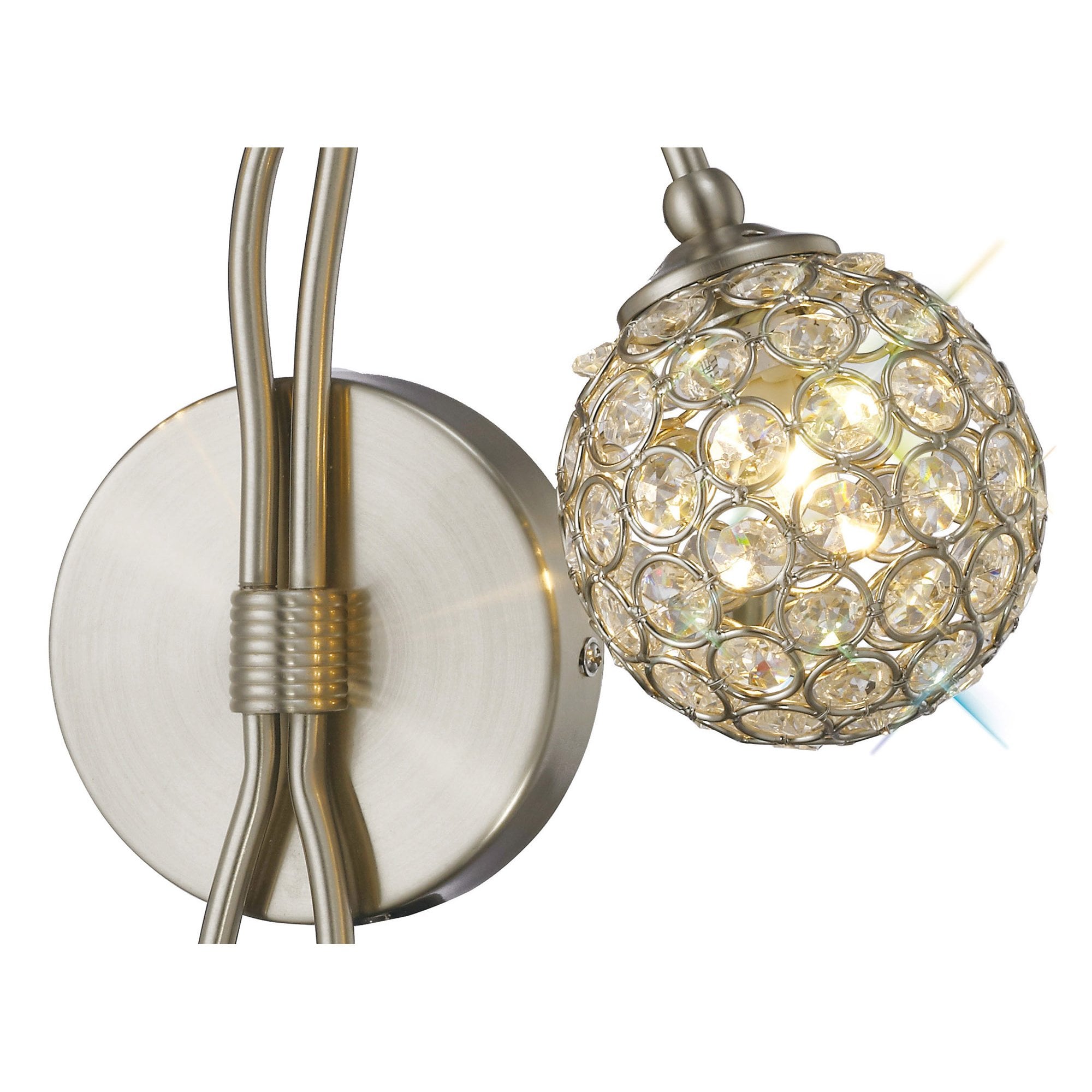 Apollo Wall Lamp 2 Light Satin Nickel/Crystal