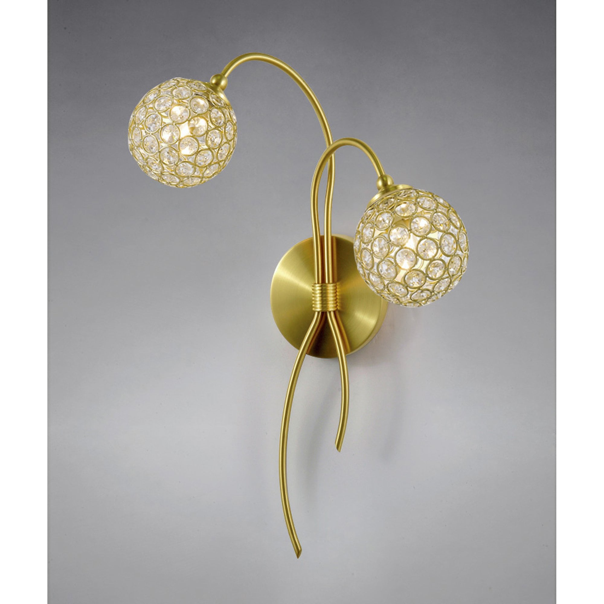 Apollo Wall Lamp 2 Light Satin Brass/Crystal