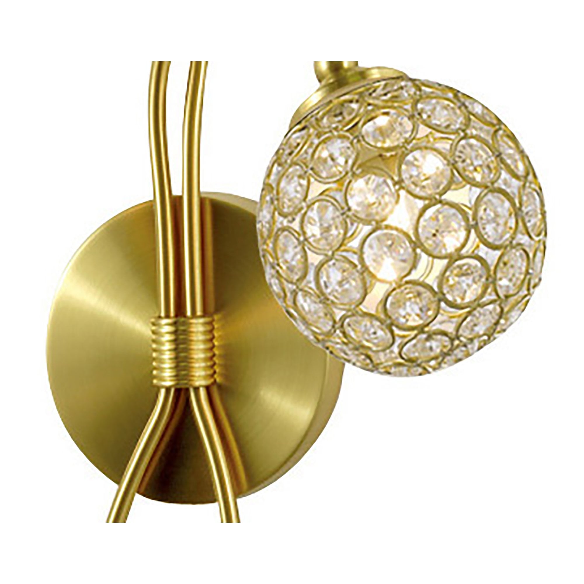 Apollo Wall Lamp 2 Light Satin Brass/Crystal