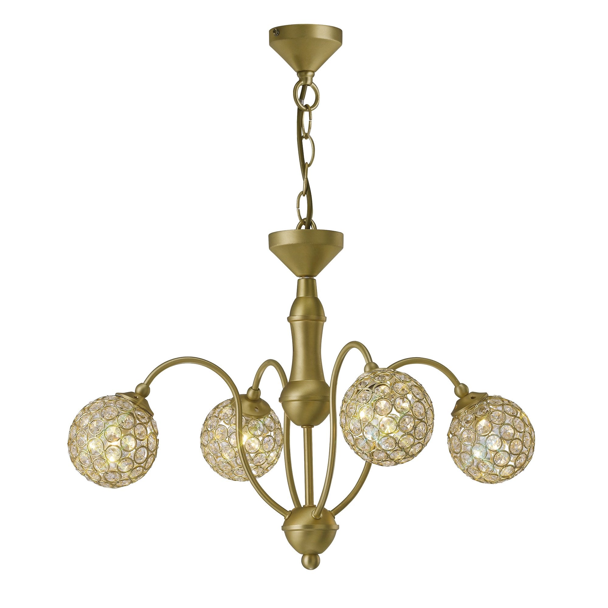 Apollo Pendant 4 Light Satin Brass/Crystal