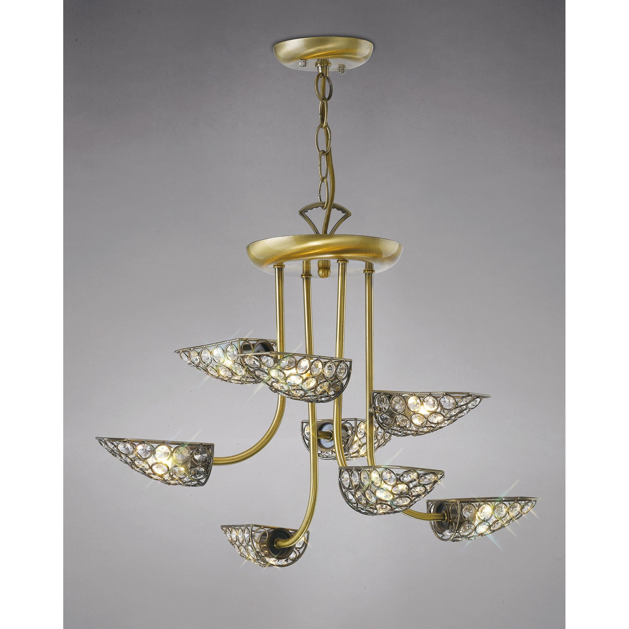 Ashton Pendant 8 Light Antique Brass/Crystal