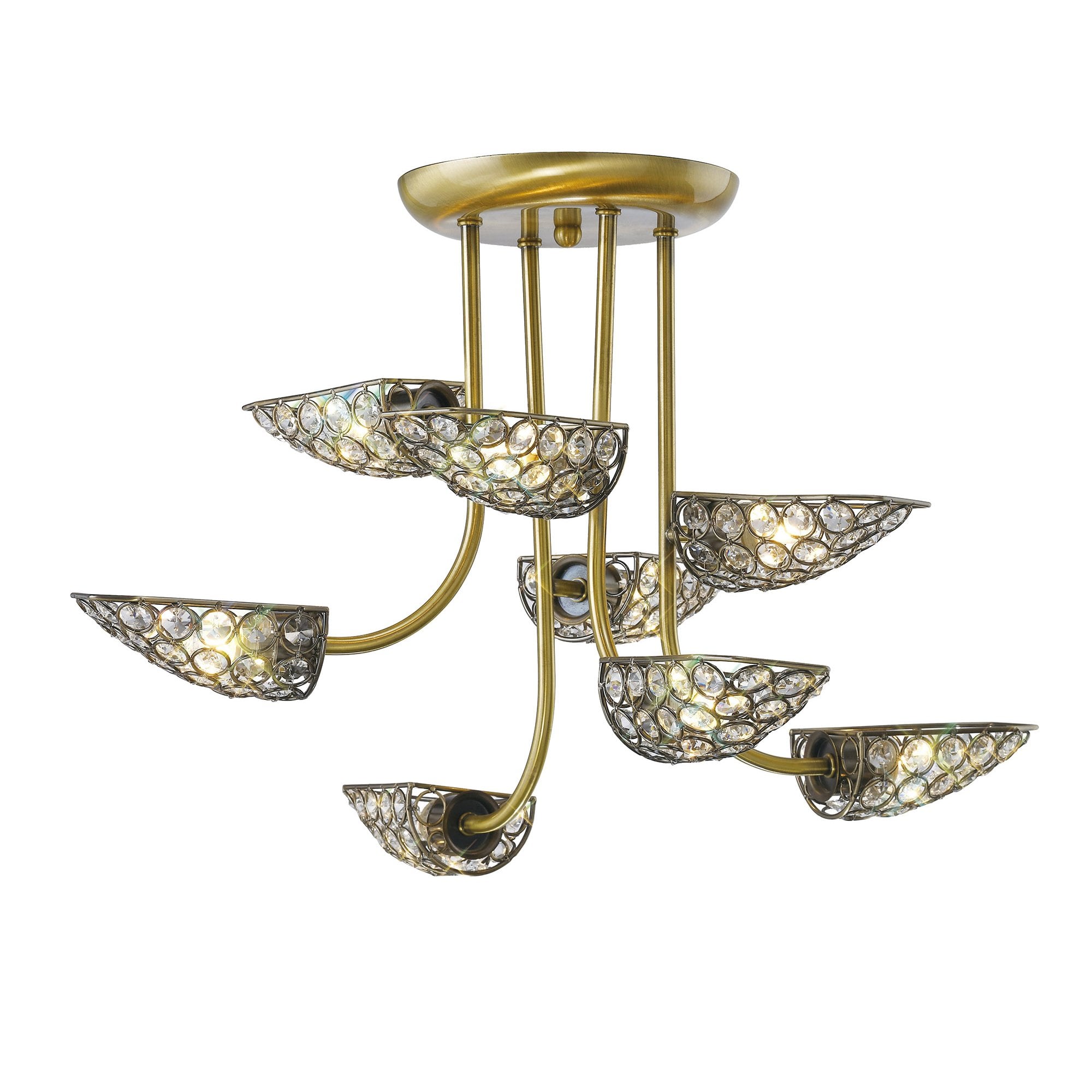 Ashton Pendant 8 Light Antique Brass/Crystal