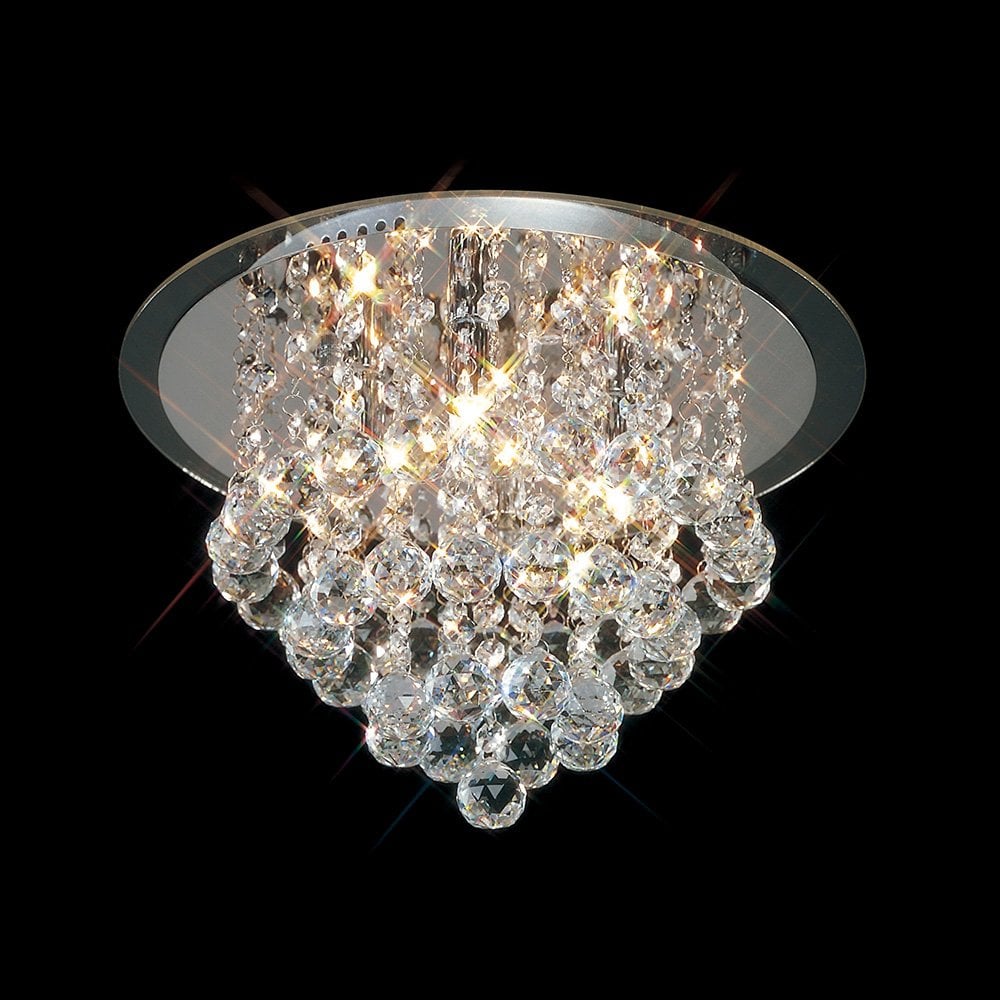 Atla Flush Ceiling 4 Light Polished Chrome/Acrylic Trim/Crystal