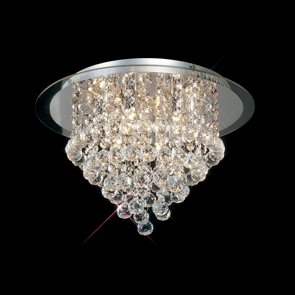 Atla Ceiling 6 Light Polished Chrome/Acrylic Trim/Crystal