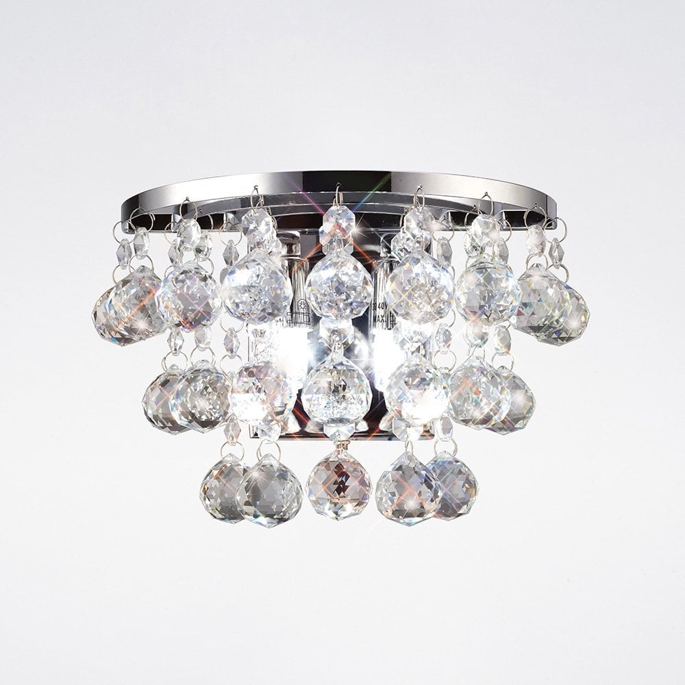 Atla Wall Lamp 2 Light Switched Polished Chrome/Crystal