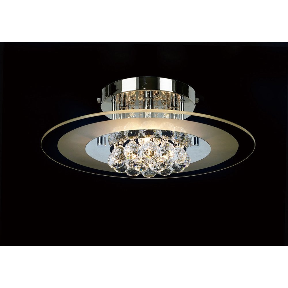 Delmar Ceiling Round 4 Light Polished Chrome/Glass/Crystal