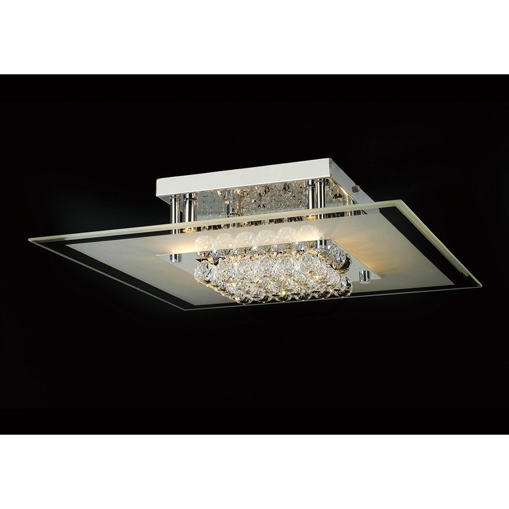 Delmar Ceiling Square 6 Light Polished Chrome/Glass/Crystal