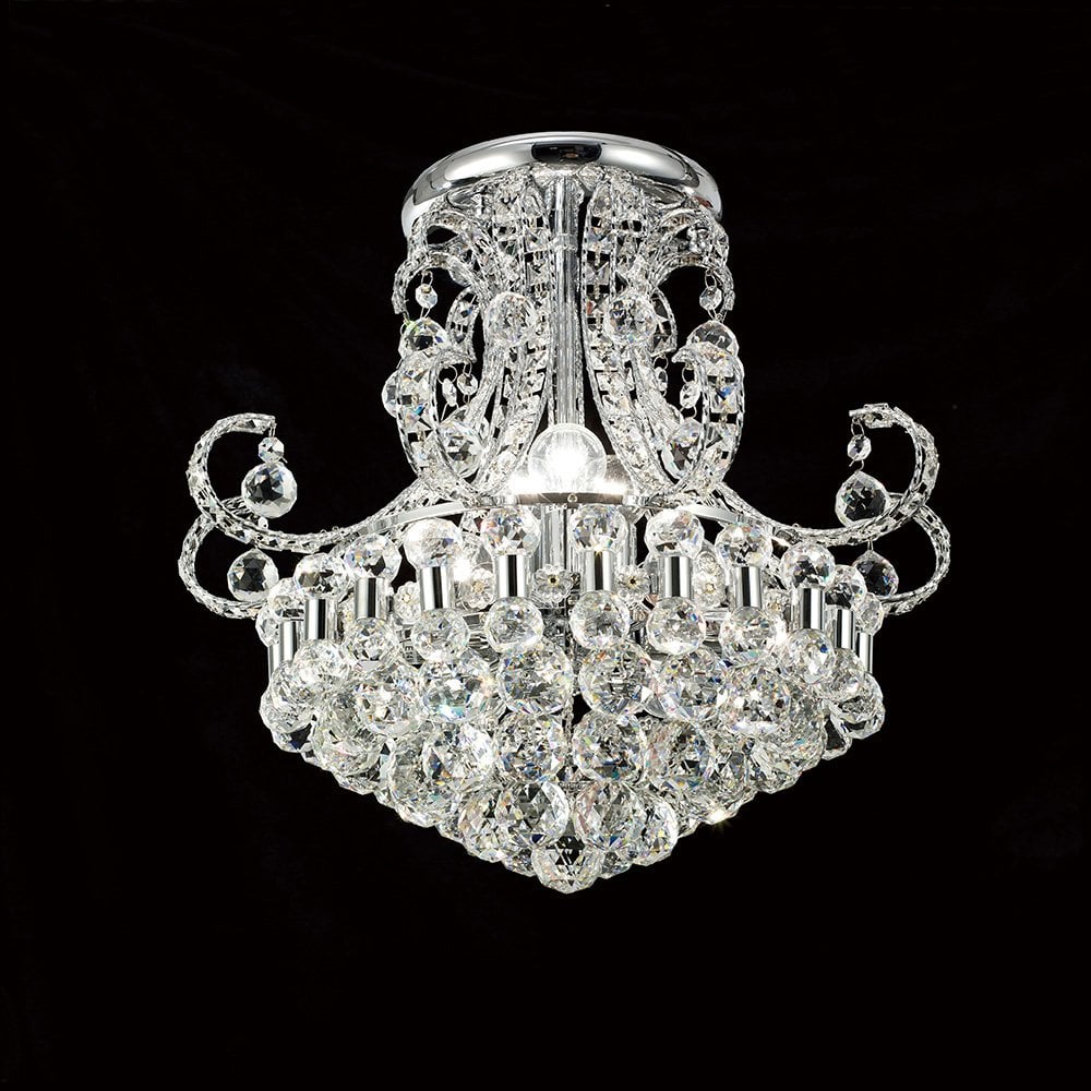 Pearl Ceiling Round 9 Light Polished Chrome/Crystal