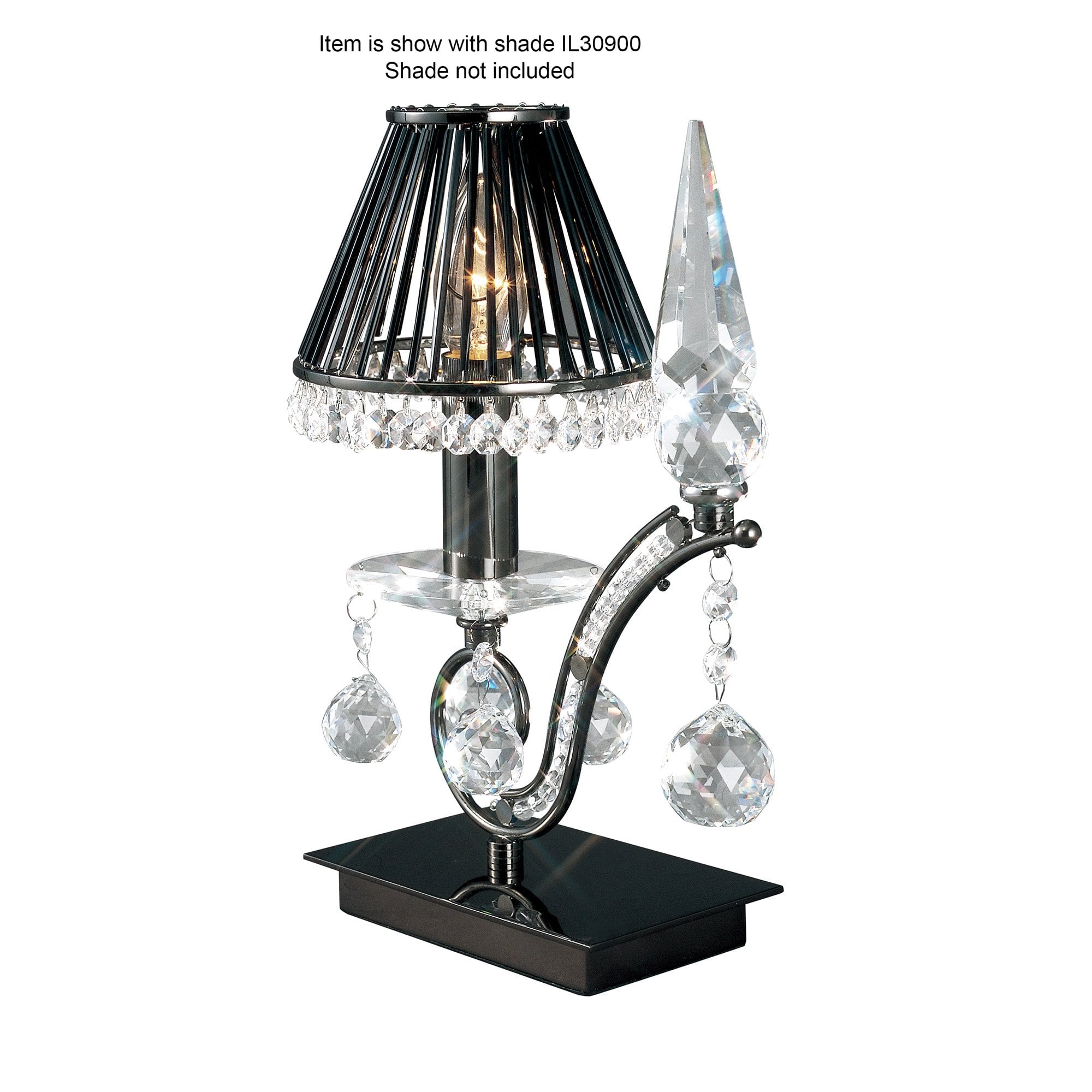 Tara Table Lamp 1 Light Black Chrome/Crystal