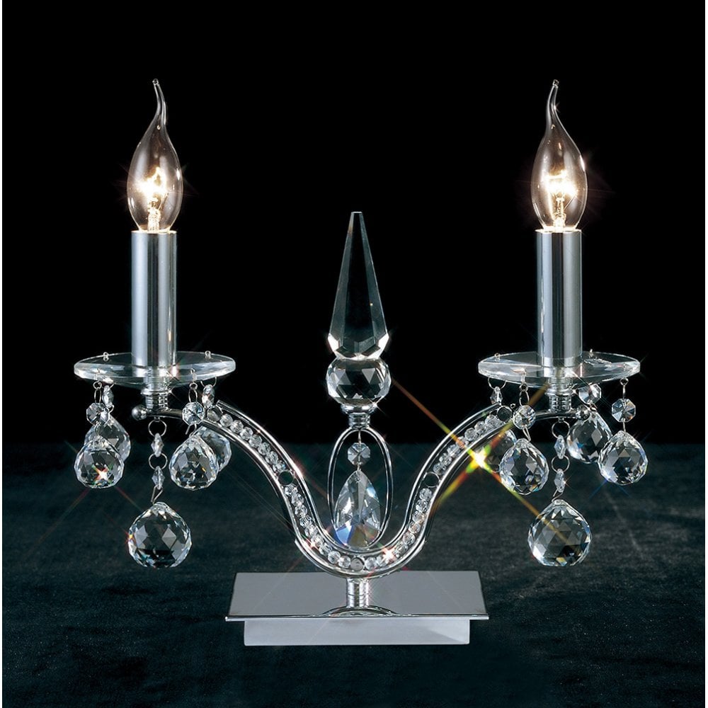 Tara Table Lamp 2 Light Polished Chrome/Crystal