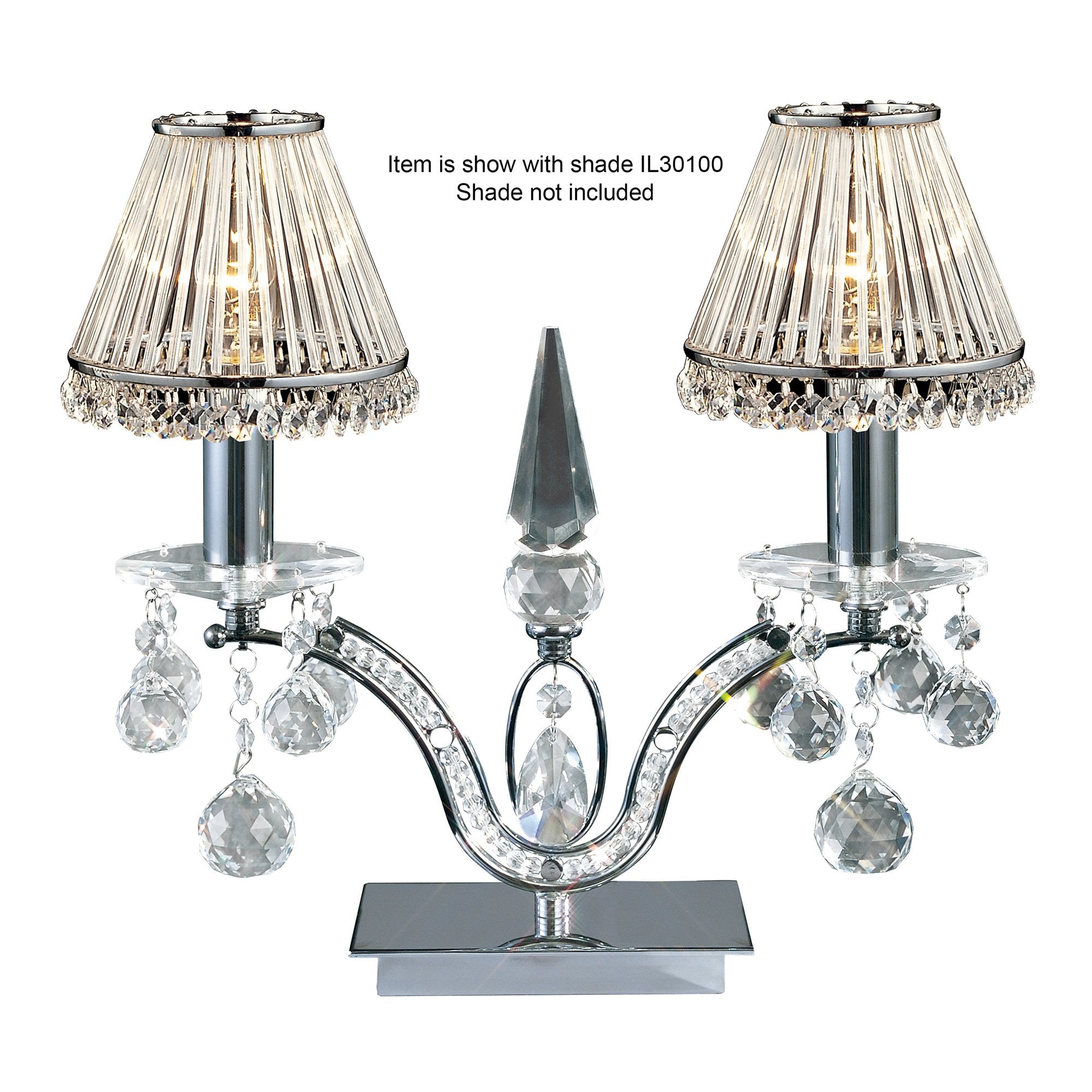 Tara Table Lamp 2 Light Polished Chrome/Crystal