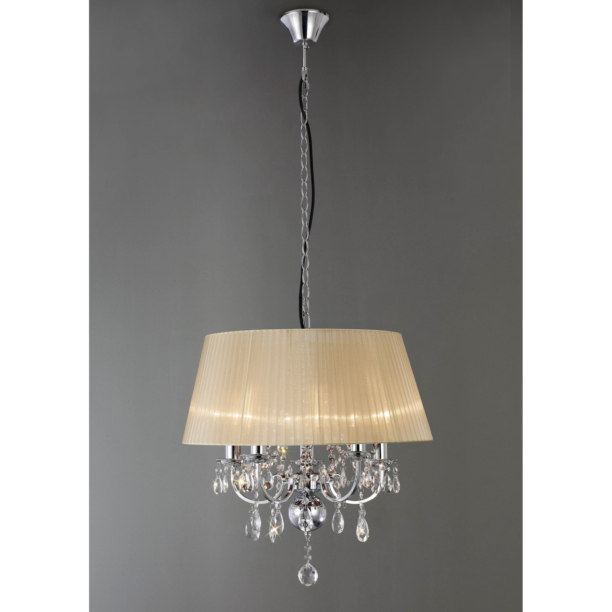 Olivia Pendant With Soft Bronze Shade 5 Light Polished Chrome/Crystal