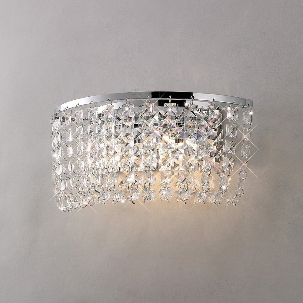 Cosmos Wall Lamp Switched 2 Light Polished Chrome/Crystal