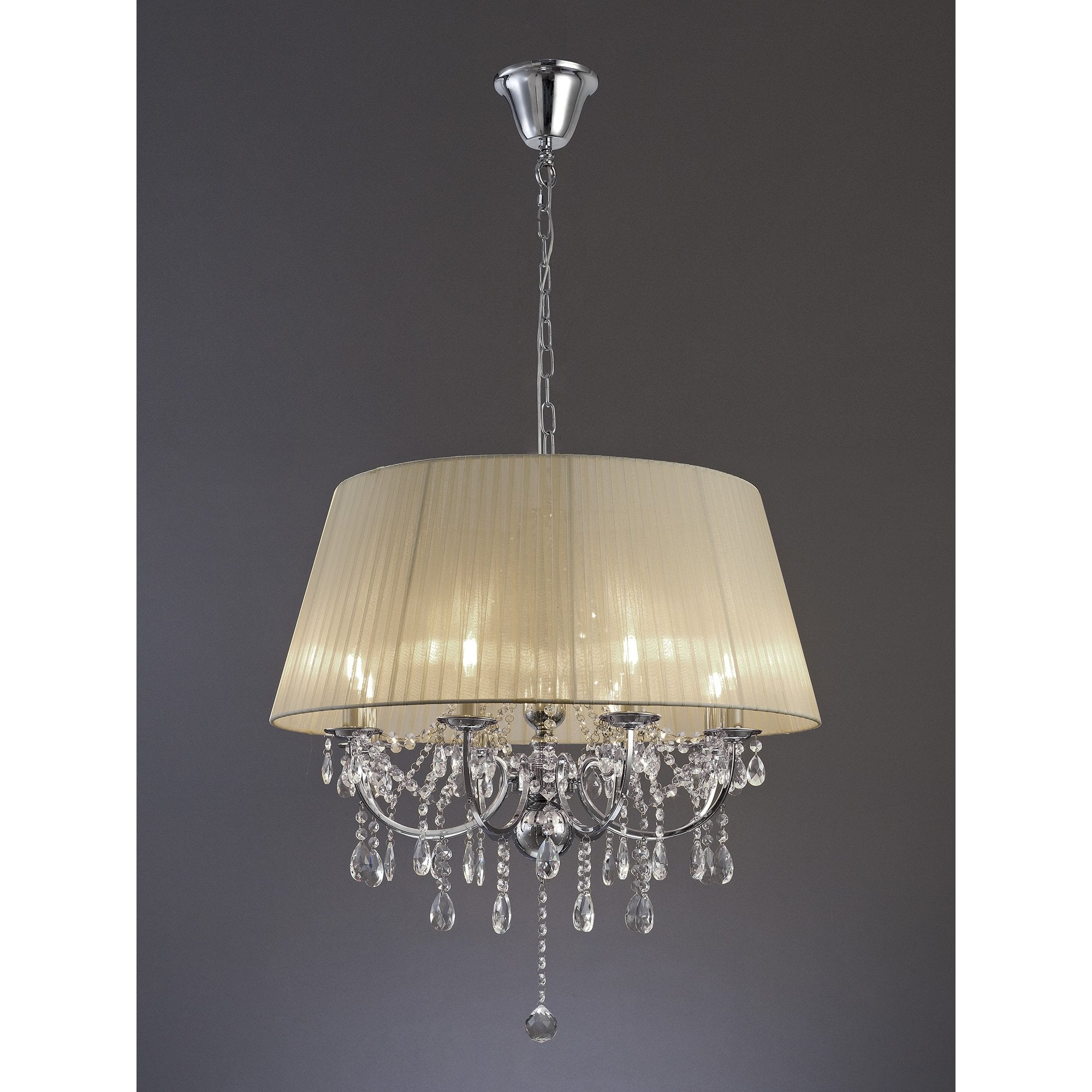 Olivia Pendant With Soft Bronze Shade 8 Light Polished Chrome/Crystal