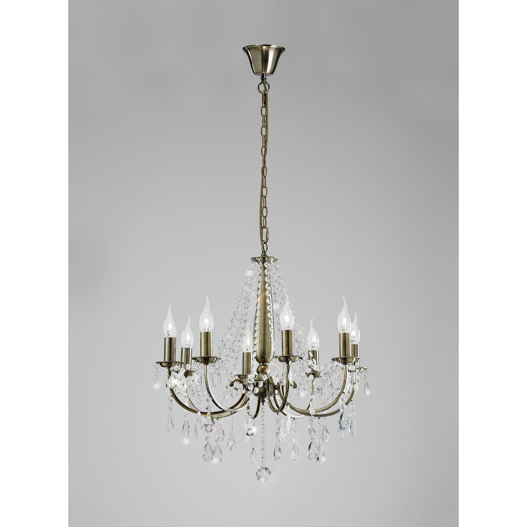 Olivia Pendant Without Shade 8 Light Antique Brass/Crystal