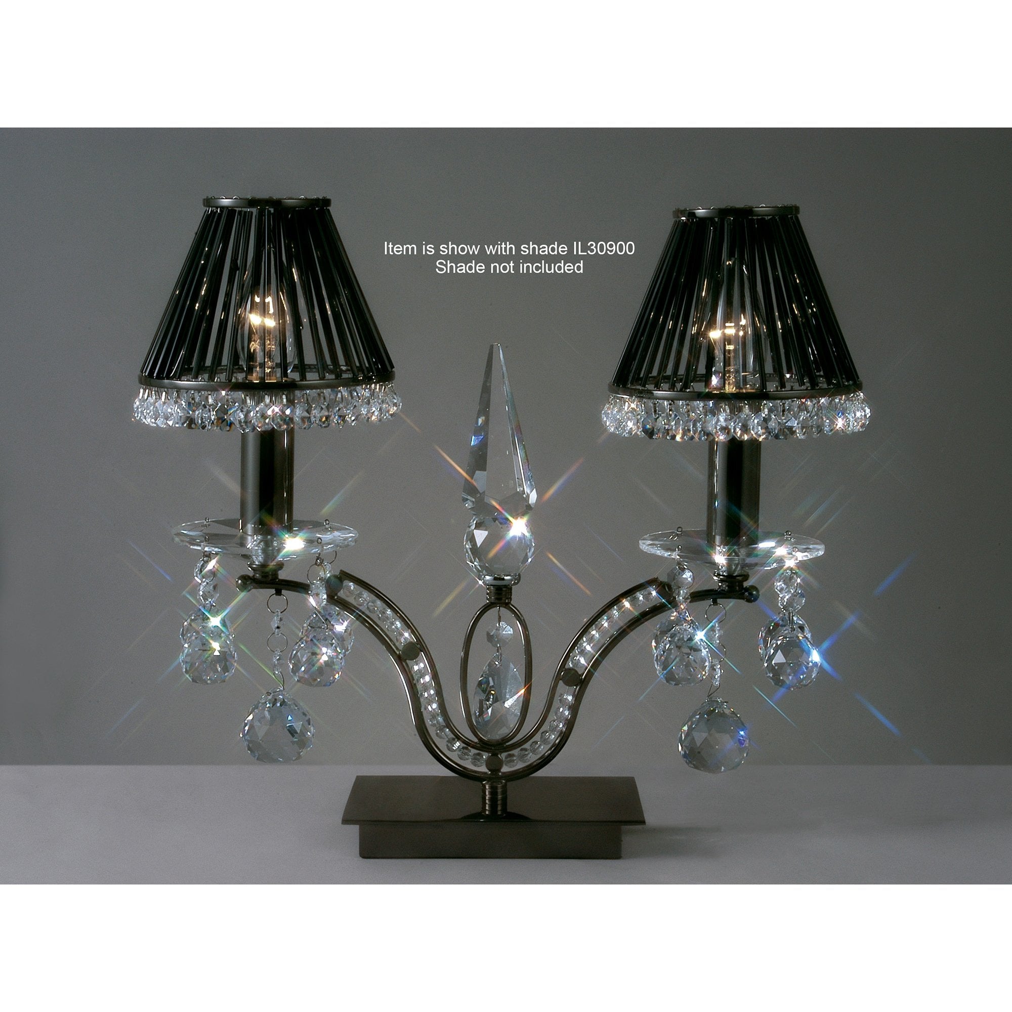 Tara Table Lamp 2 Light Black Chrome/Crystal