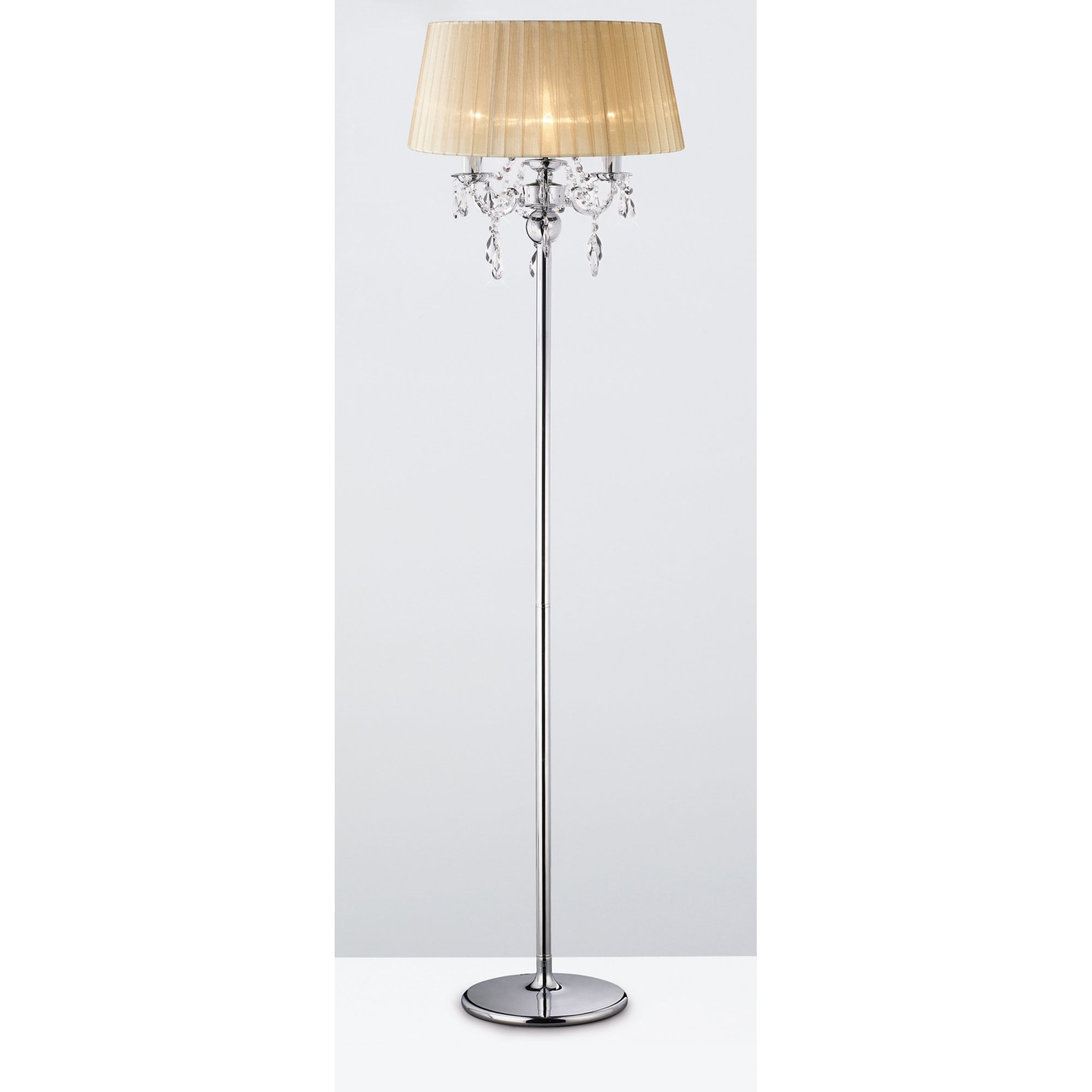 Olivia Floor Lamp With Soft Bronze Shade 3 Light Polished Chrome/Crystal