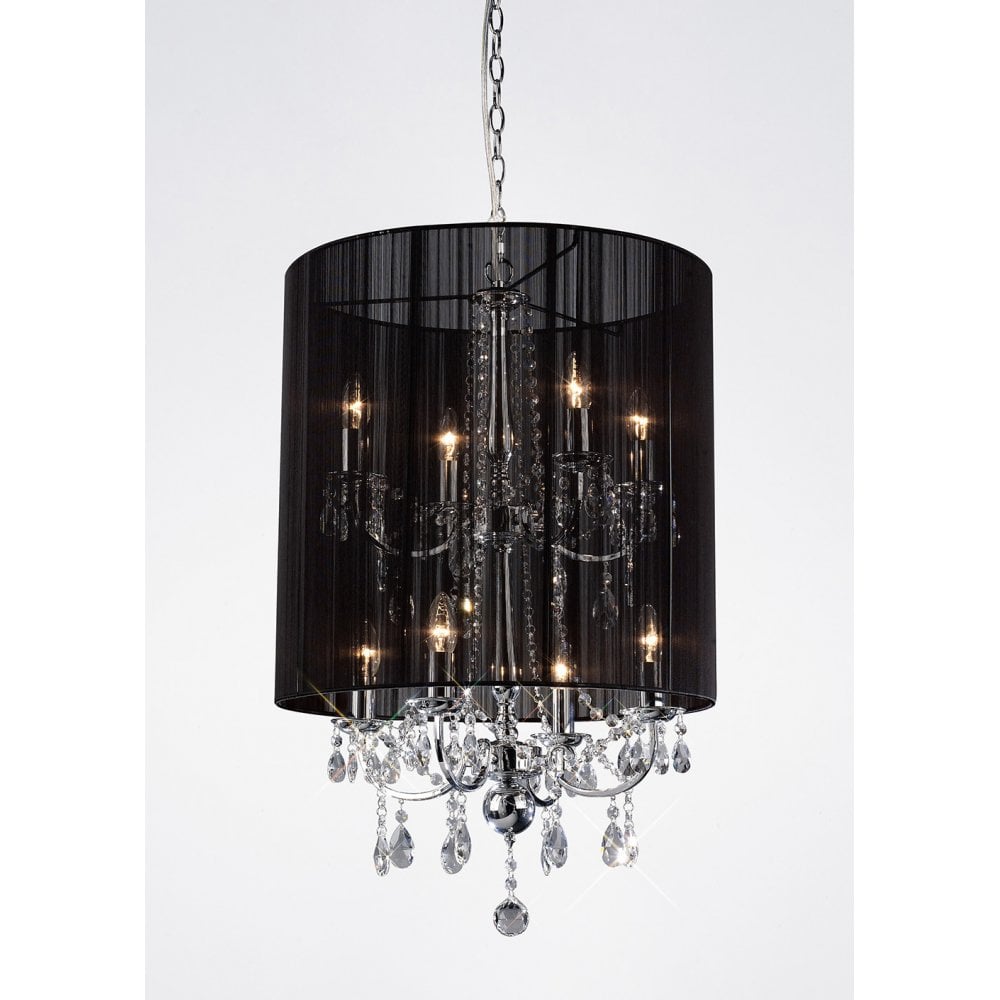 Ella Pendant With Back Shade 8 Light Polished Chrome/Crystal