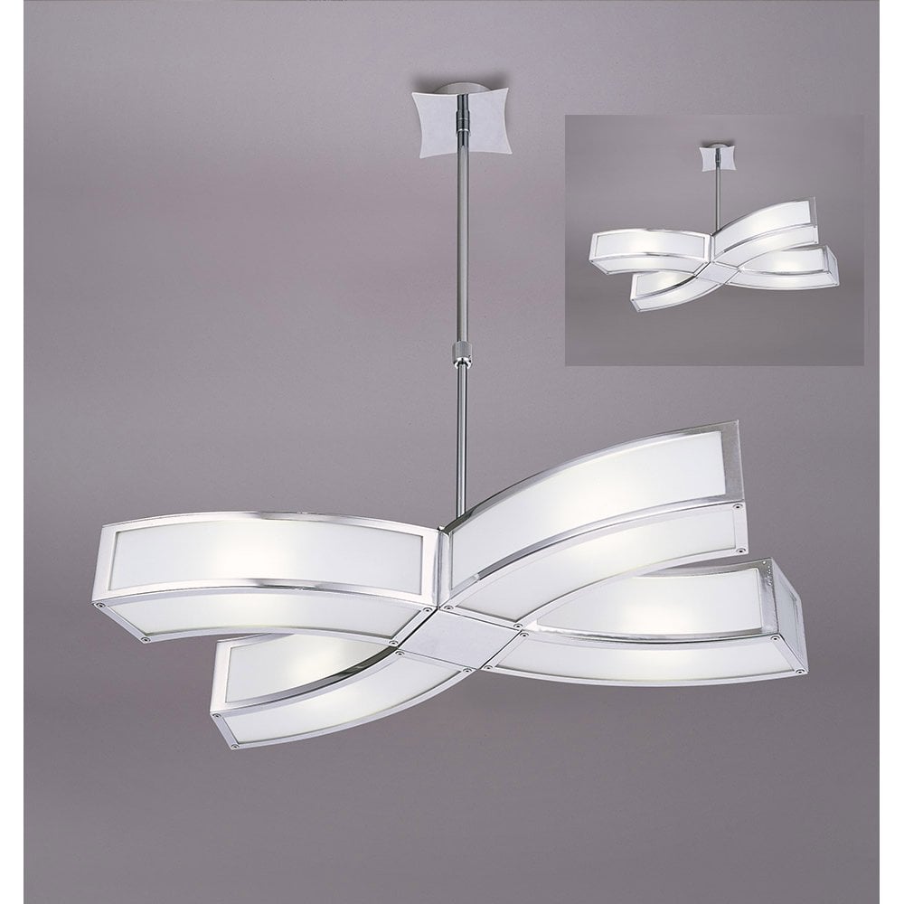 Duna E27 Pendant 4 Light E27, Polished Chrome/White Acrylic