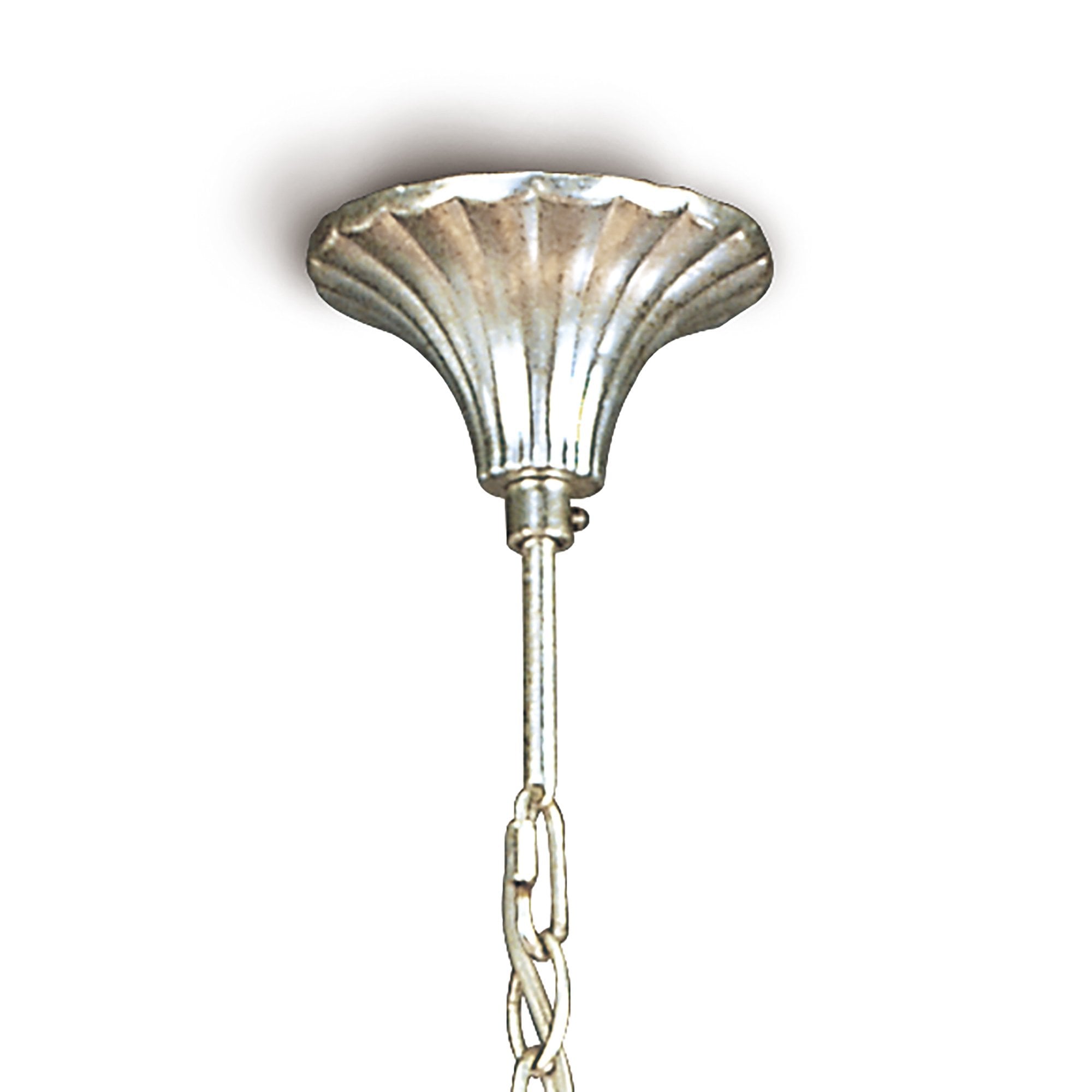 Paola Pendant 3 Arm 6 Light E14, Silver Painted With Cream Shades & Black Glass Droplets