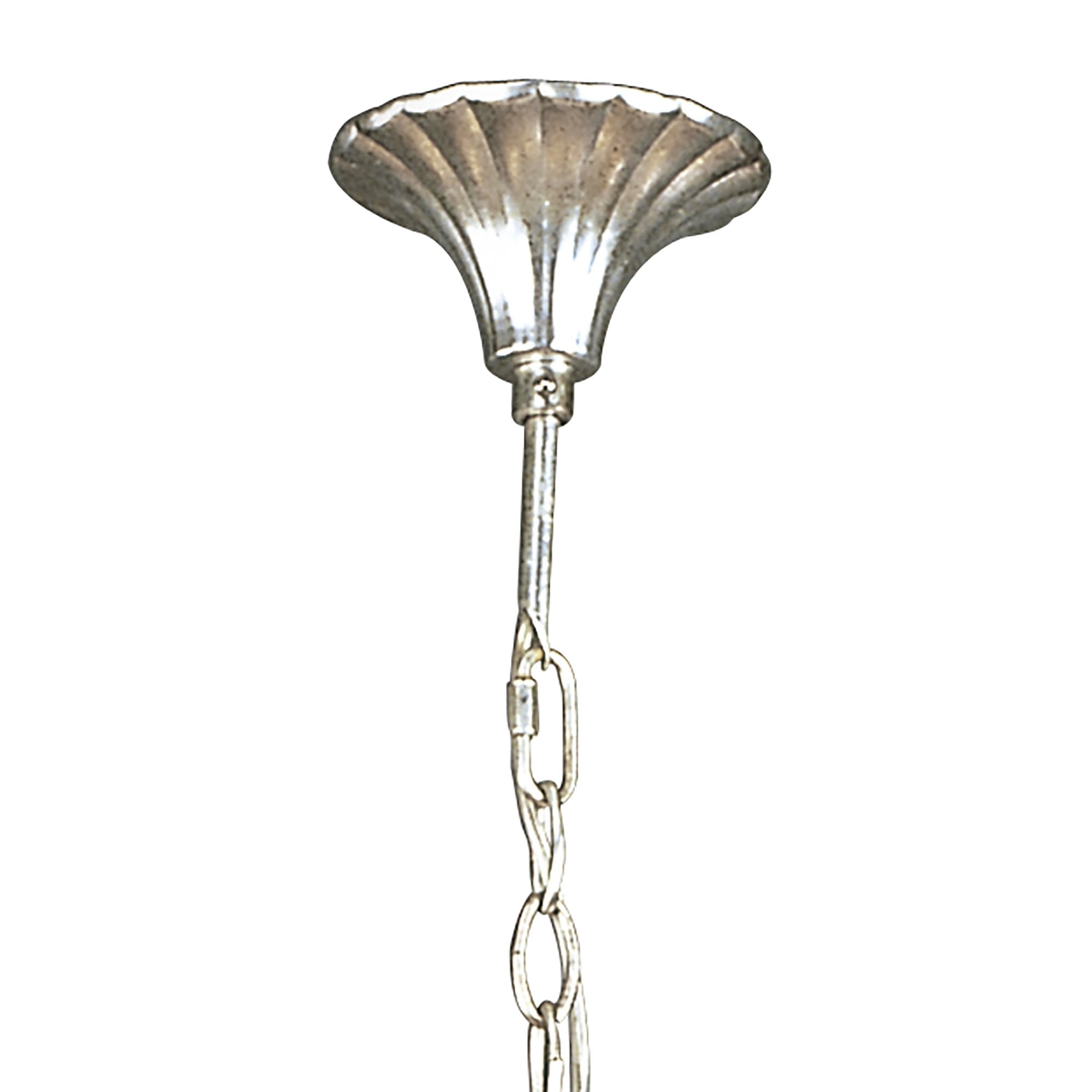 Paola Pendant 2 Arm 6 Light E14, Silver Painted With Black Shades & Black Glass Droplets