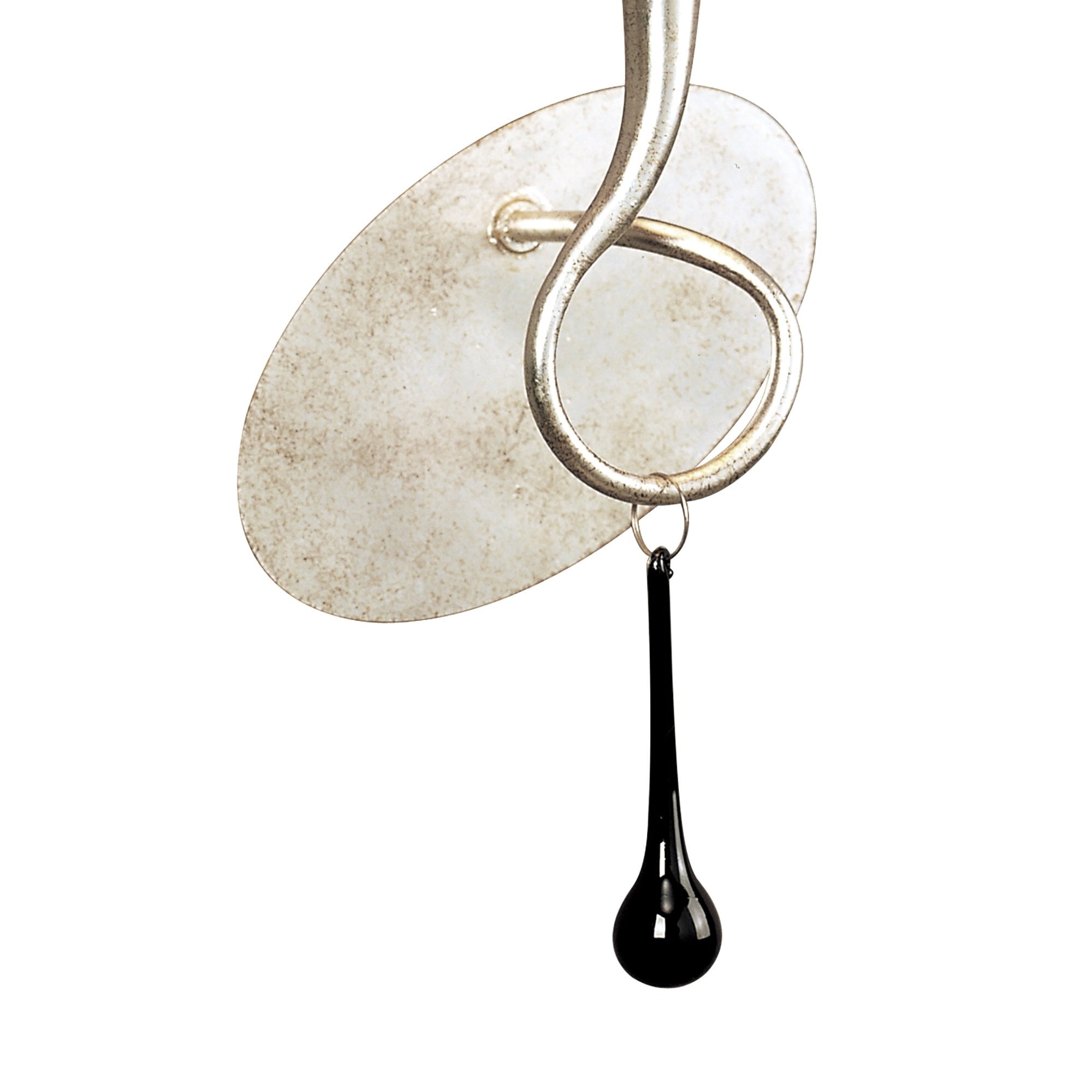 Paola Wall Lamp Switched 1 Light E14, Silver Painted With Black Shade & Black Glass Droplets