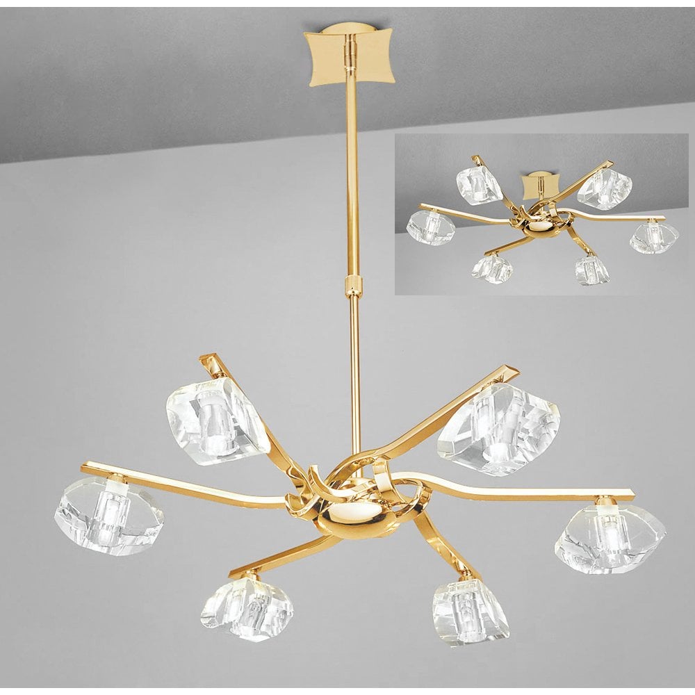 Alfa Telescopic Semi Flush Convertible 6 Light G9, French Gold