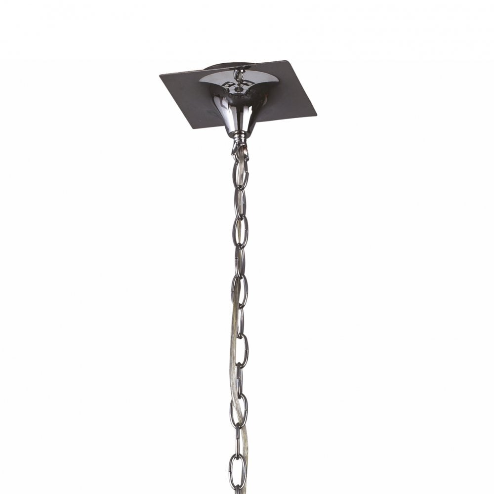 Akira Pendant 4 Light E27, Polished Chrome/Frosted Glass With Black Shade