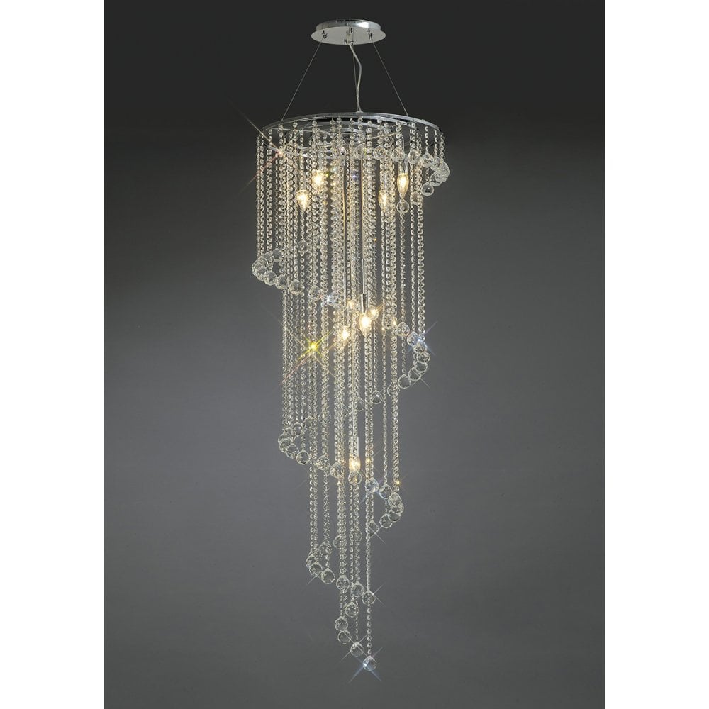 Atla Pendant Spiral 7 Light Polished Chrome/Crystal