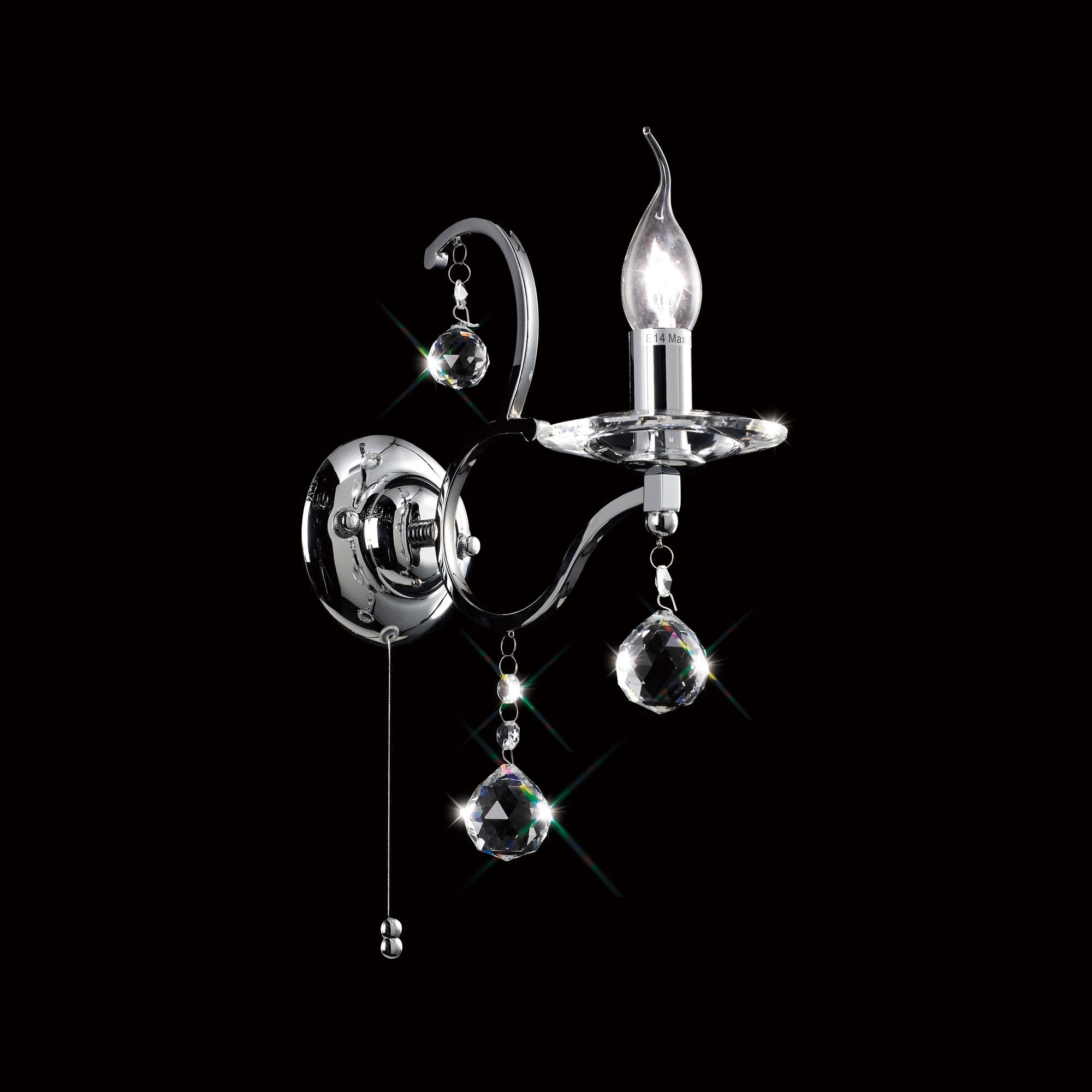 Zinta Wall Lamp Switched 1 Light Polished Chrome/Crystal