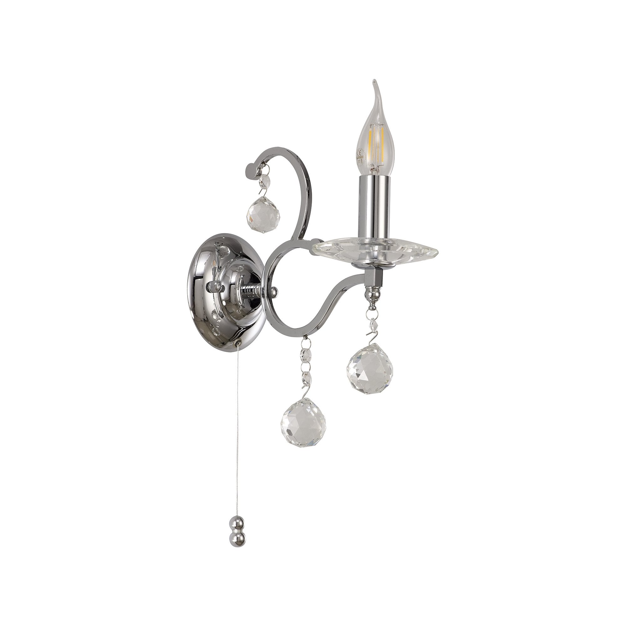 Zinta Wall Lamp Switched 1 Light Polished Chrome/Crystal