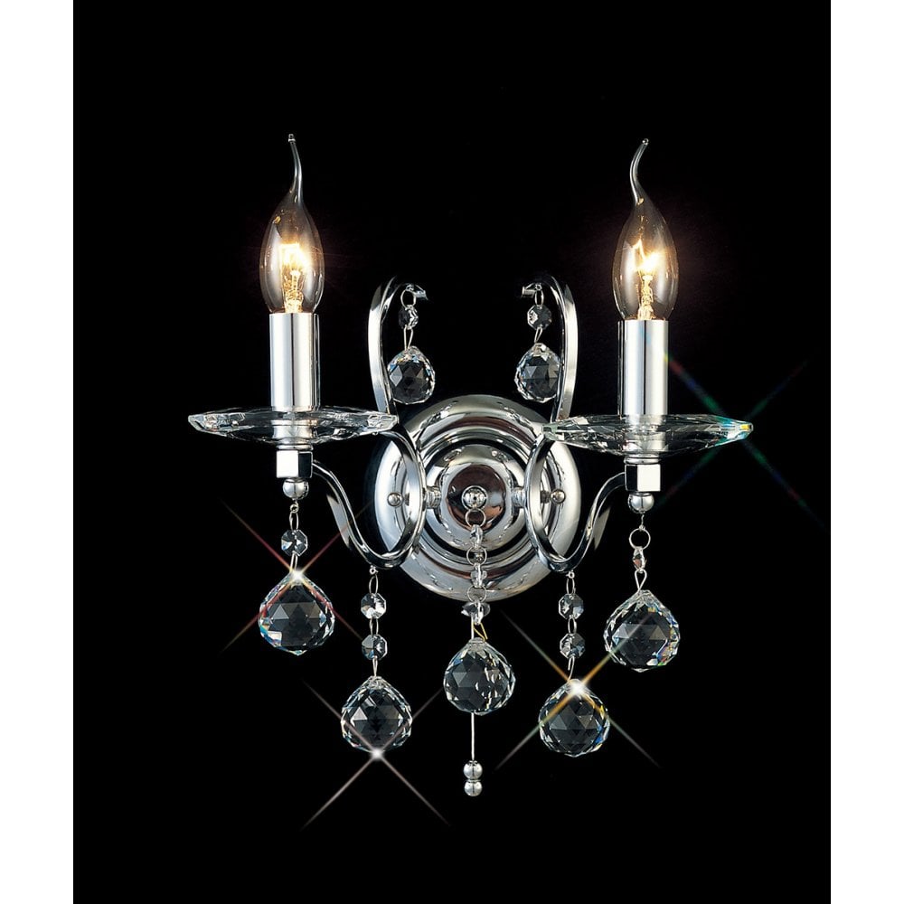 Zinta Wall Lamp Switched 2 Light Switched Polished Chrome/Crystal