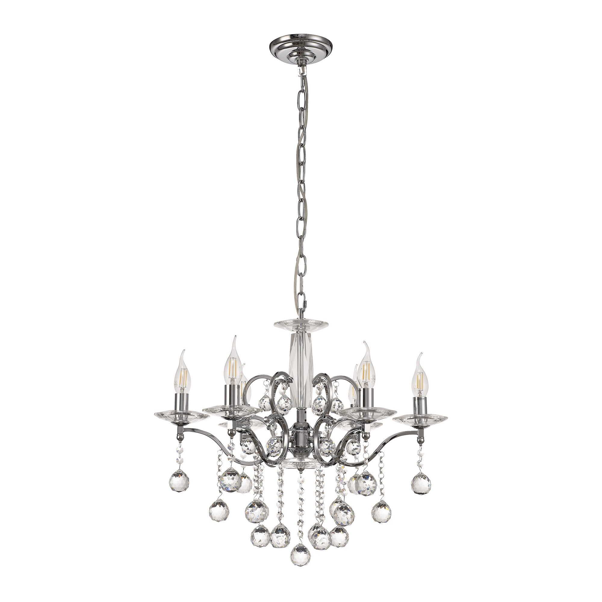 Zinta Pendant 6 Light Polished Chrome/Crystal