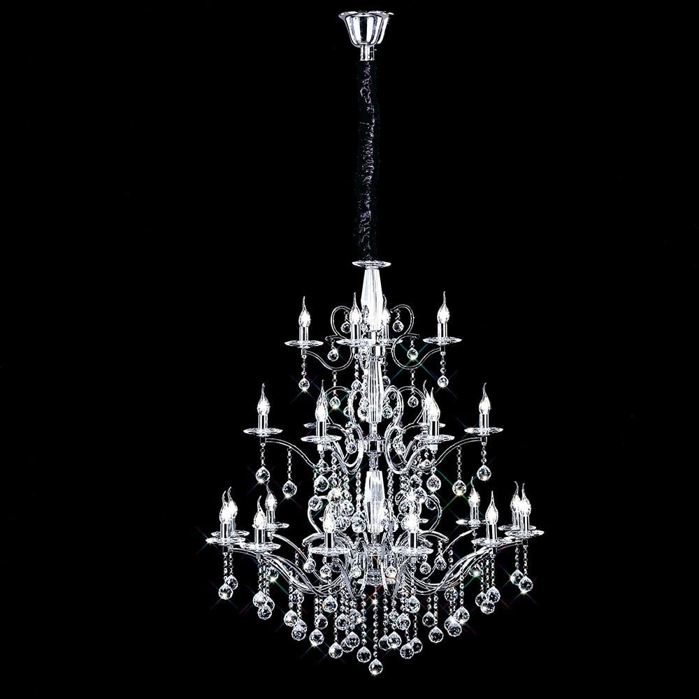 Zinta Pendant 3 Tier 22 Light Polished Chrome/Crystal (ITEM REQUIRES ASSEMBLY)