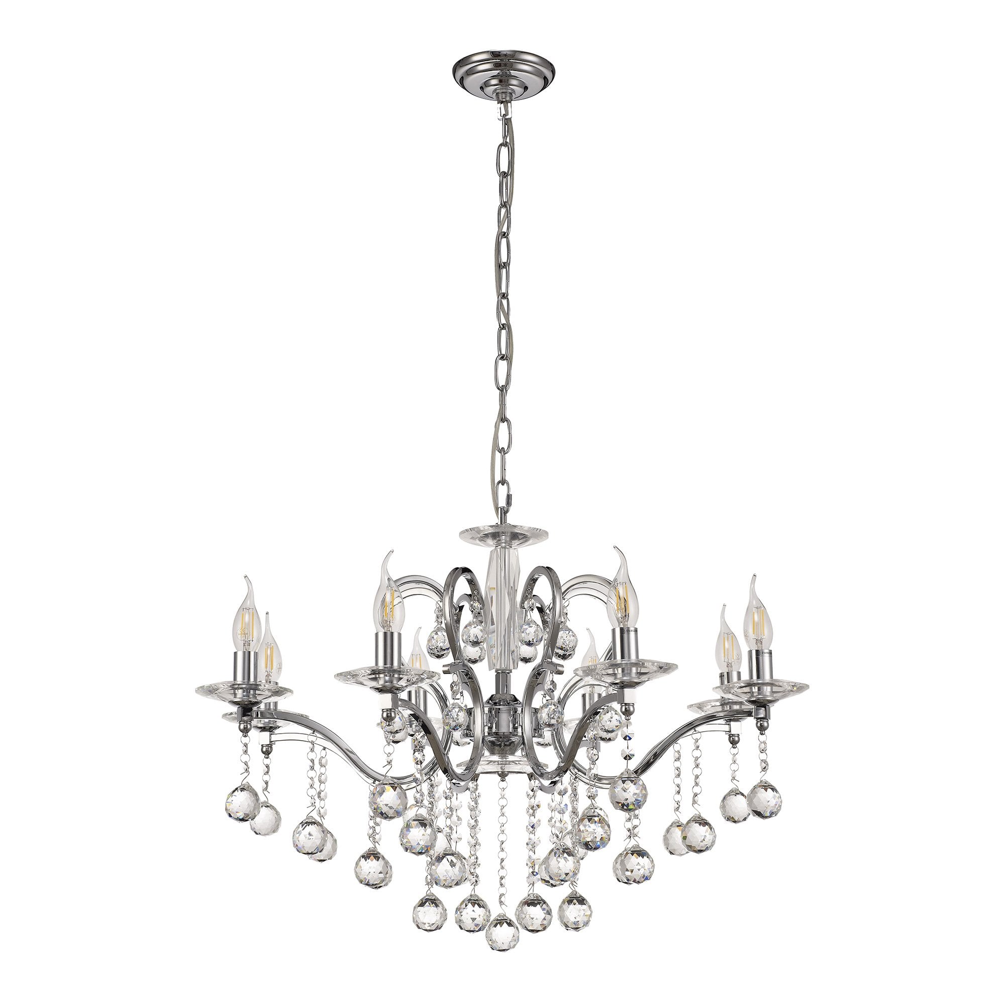 Zinta Pendant 8 Light Polished Chrome/Crystal