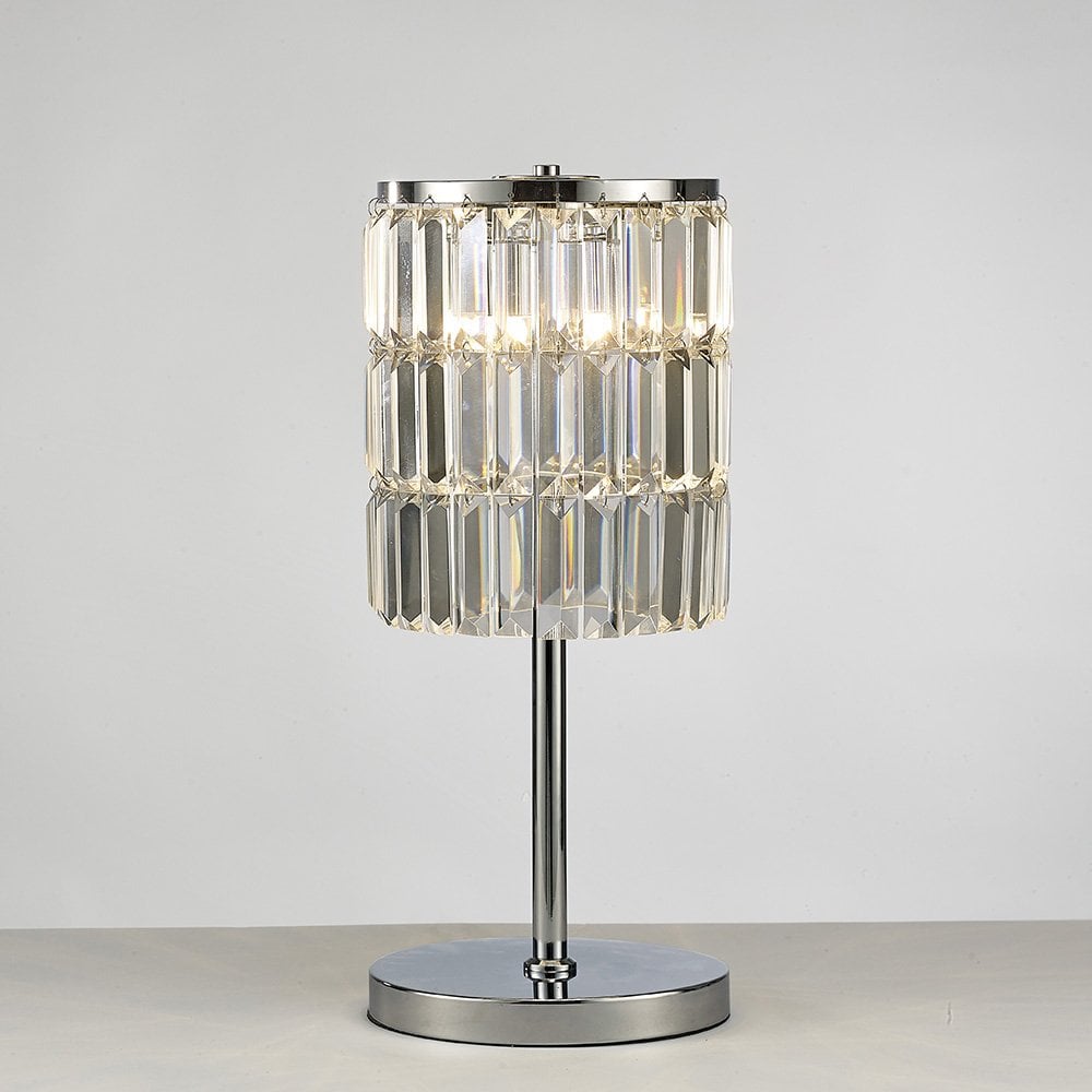 Torre Crystal Curtain Table Lamp 3 Light Polished Chrome