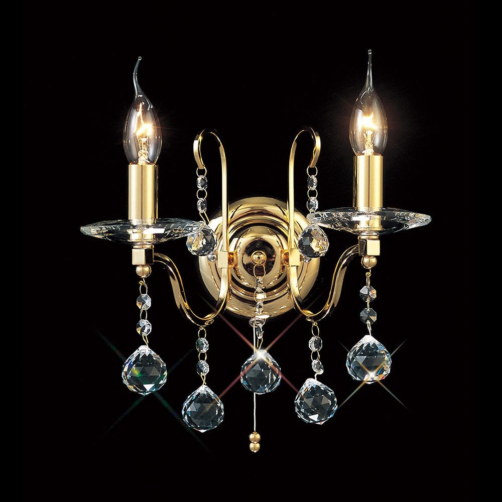 Bianco Wall Lamp Switched 2 Light French Gold/Crystal