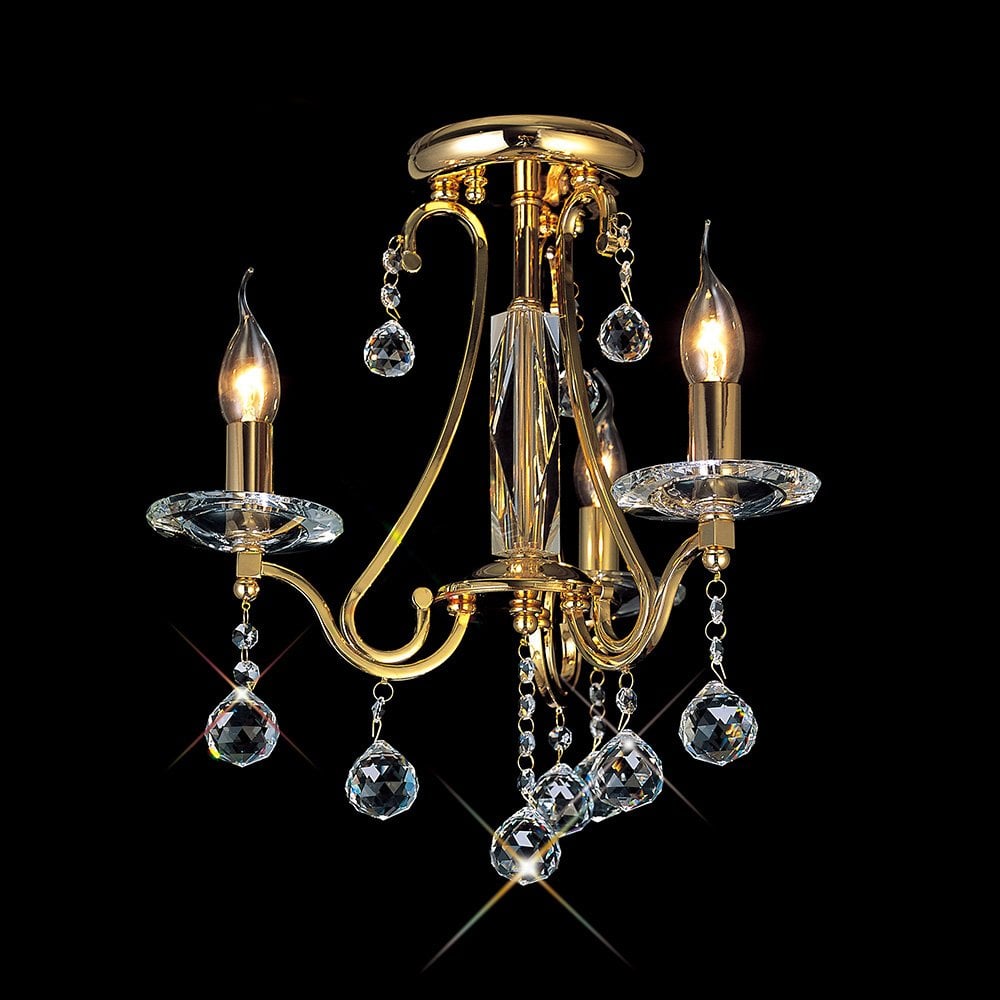 Bianco Ceiling 3 Light French Gold/Crystal