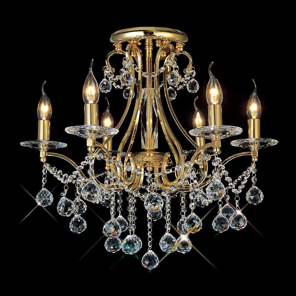 Bianco Ceiling 6 Light French Gold/Crystal