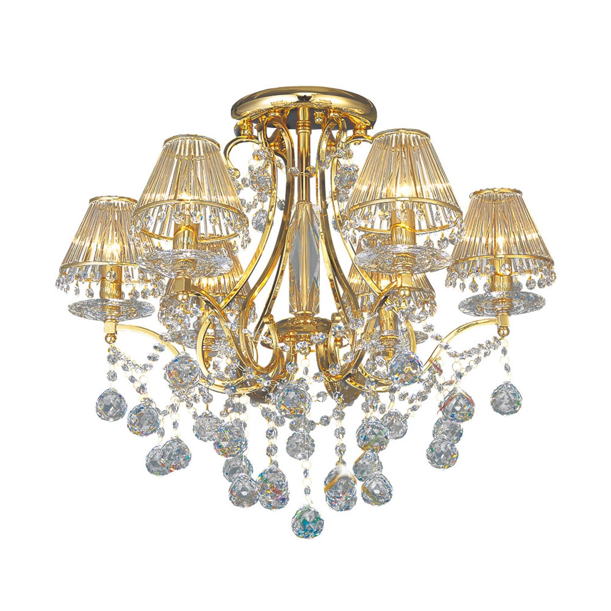 Bianco Ceiling 6 Light French Gold/Crystal