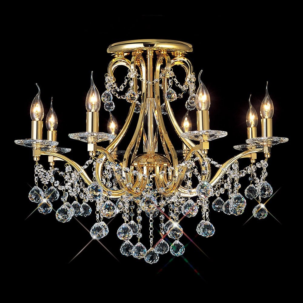 Bianco Ceiling 8 Light French Gold/Crystal