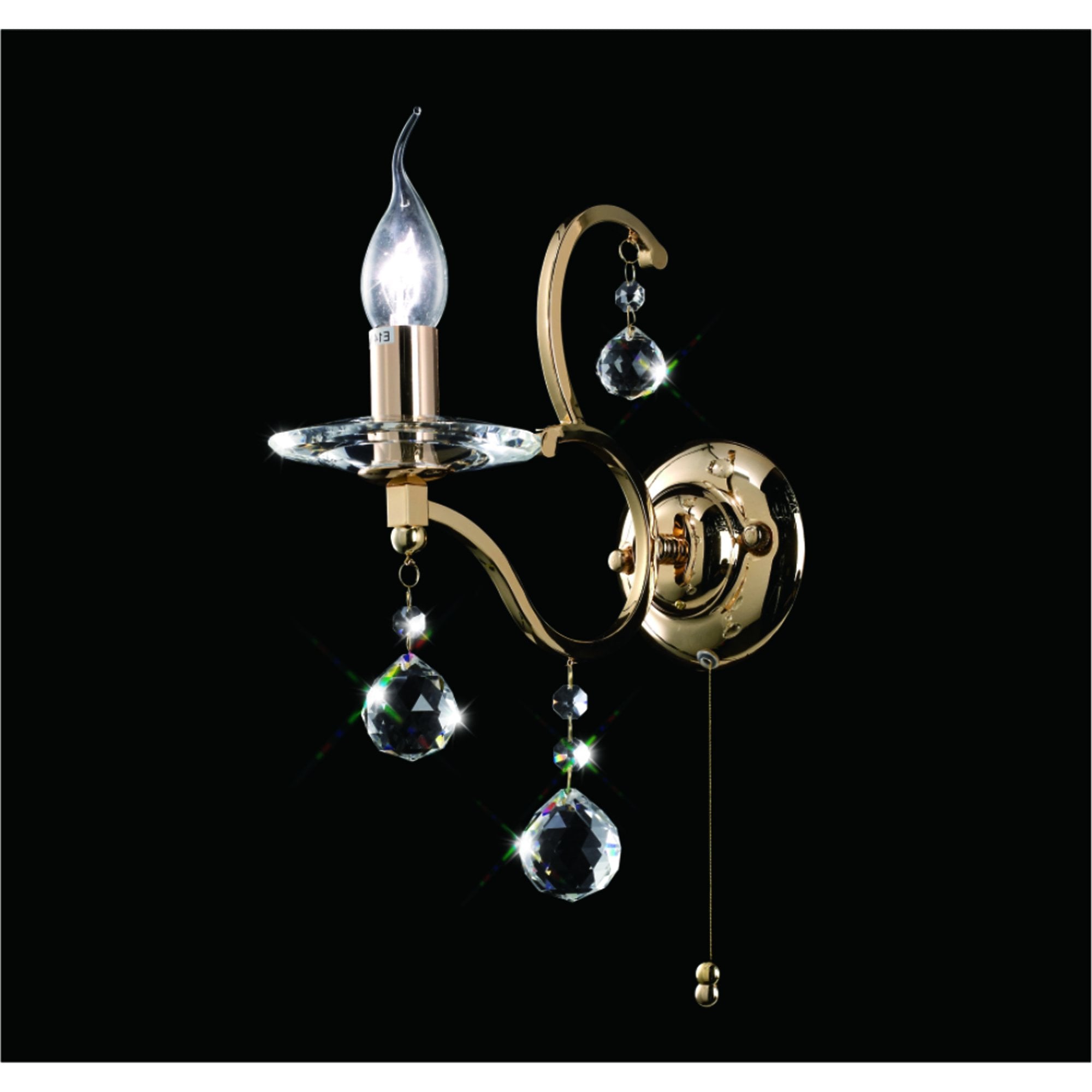 Zinta Wall Lamp Switched 1 Light French Gold/Crystal