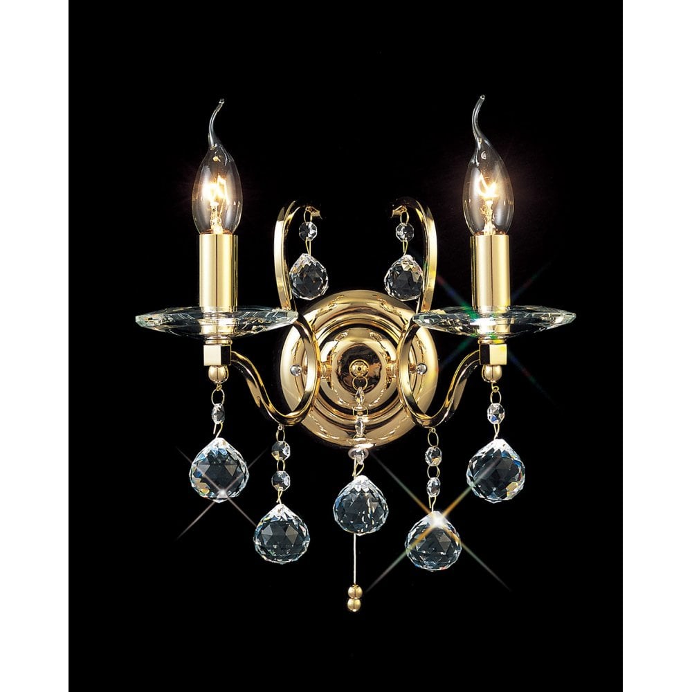 Zinta Wall Lamp Switched 2 Light French Gold/Crystal