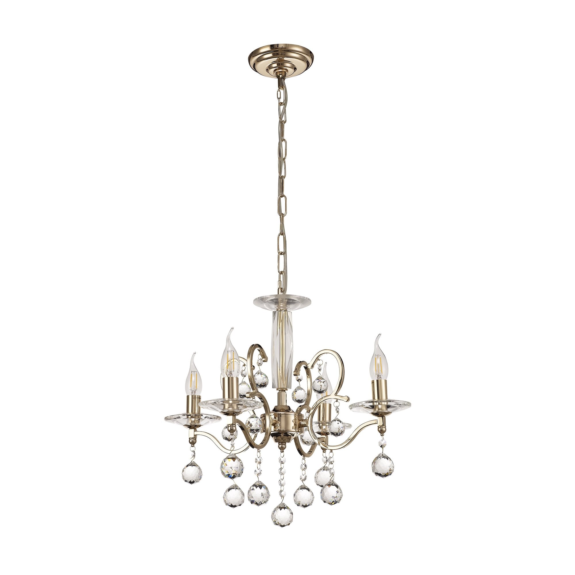 Zinta Pendant 4 Light French Gold/Crystal