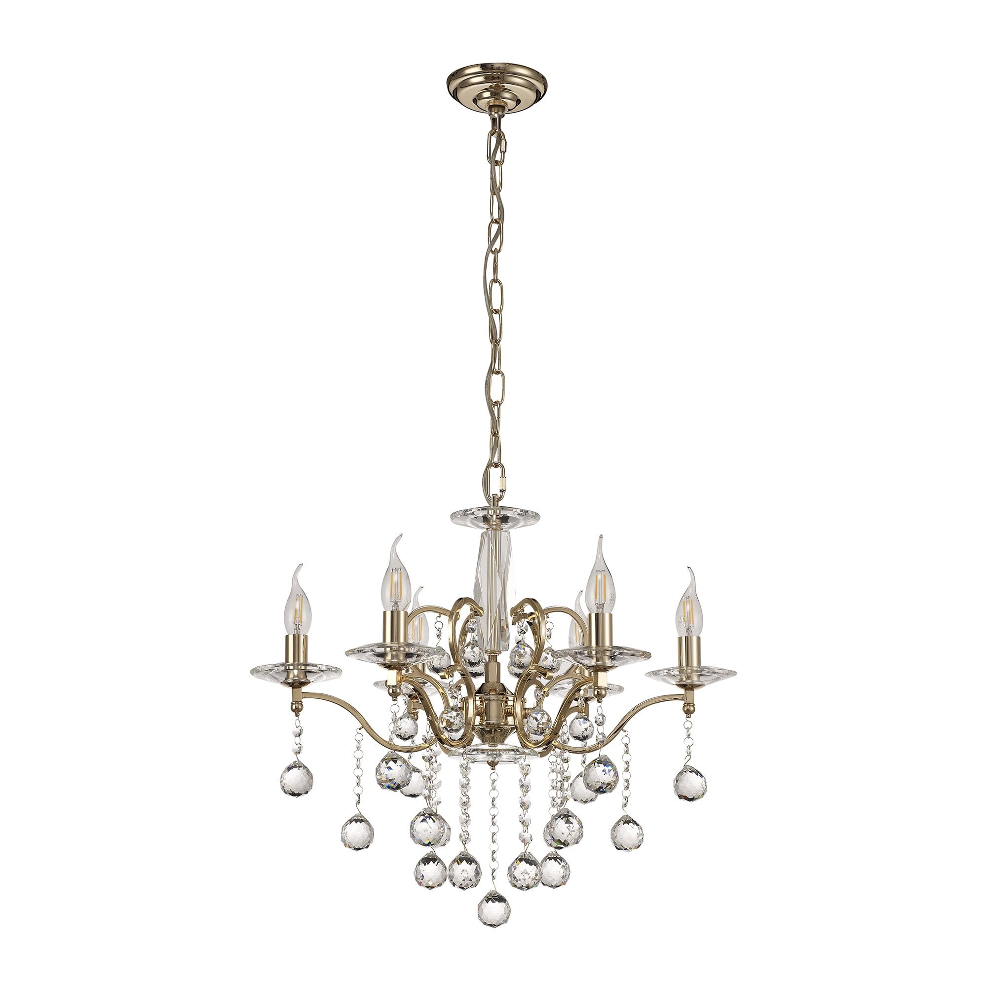 Zinta Pendant 6 Light French Gold/Crystal