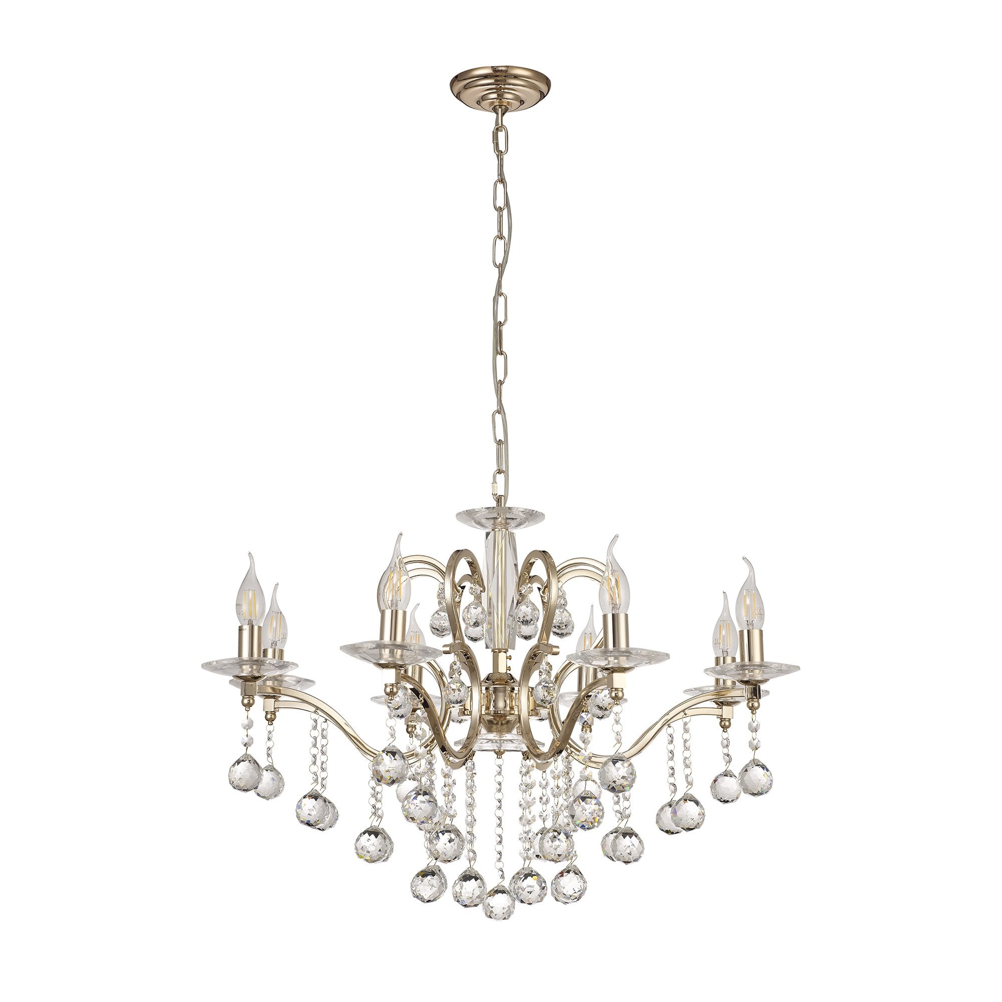 Zinta Pendant 8 Light French Gold/Crystal