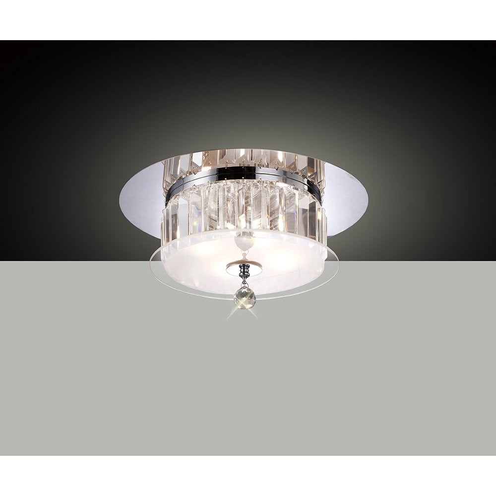 Tosca Ceiling Round 4 Light Polished Chrome/Glass/Crystal