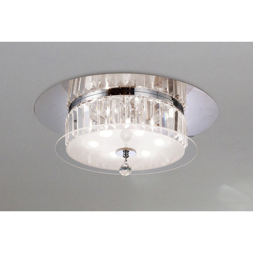 Tosca Ceiling Round 6 Light Polished Chrome/Glass/Crystal